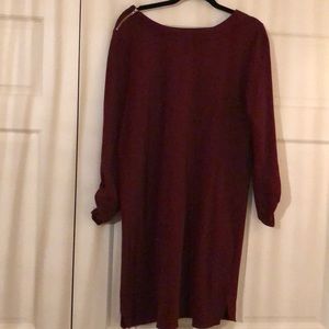 Burgundy Shift Dress with Classic Details